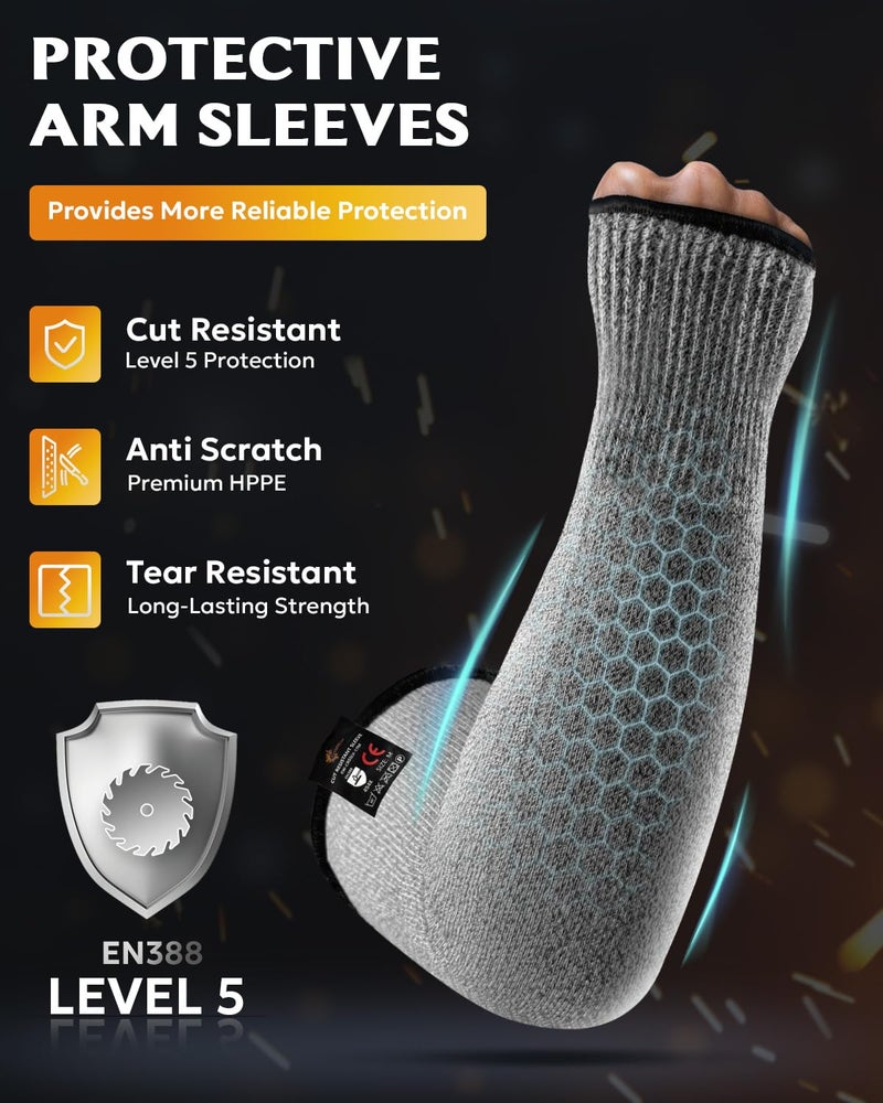 Evridwear Protective Arm Sleeves Cut Resistant Farmers Sleeves for Men Work, Gardening, Farming, Arm Protectors for Thin Skin and Bruising (Medium, With Thumb Hole) - Image 2